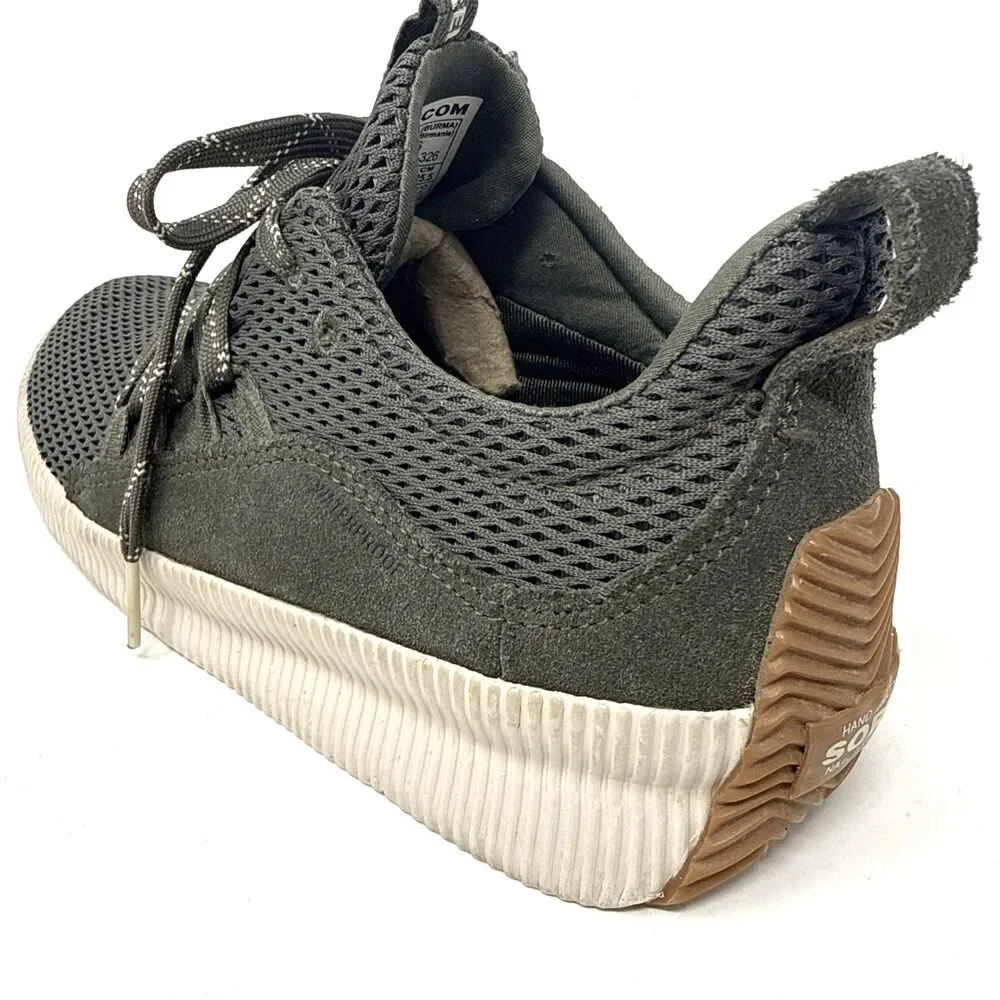 Sorel Out N About Plus Waterproof Sneaker Womens Size 8.5 Suede Mesh Olive Sage